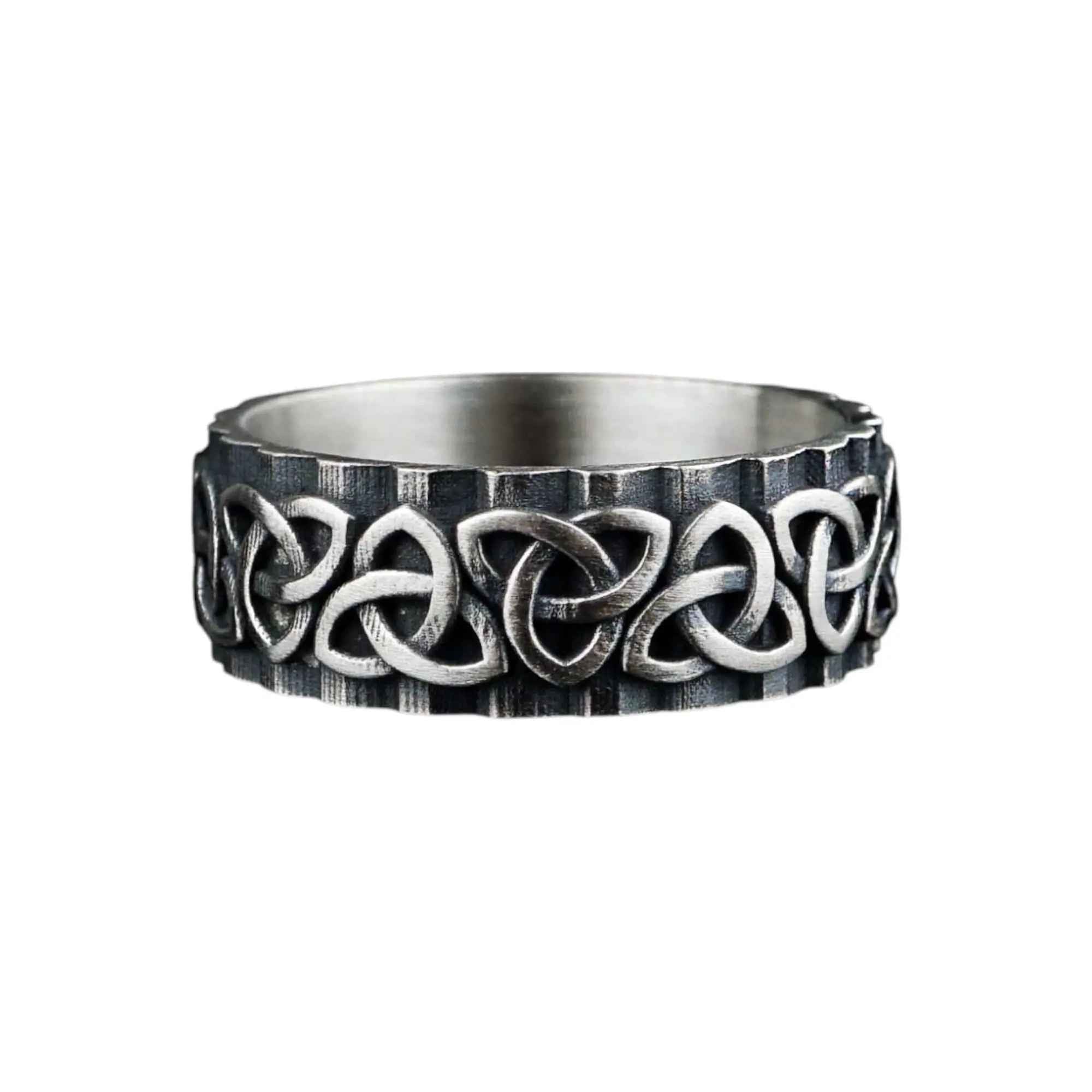 Sterling silver Trinity Knot Celtic band ring for men