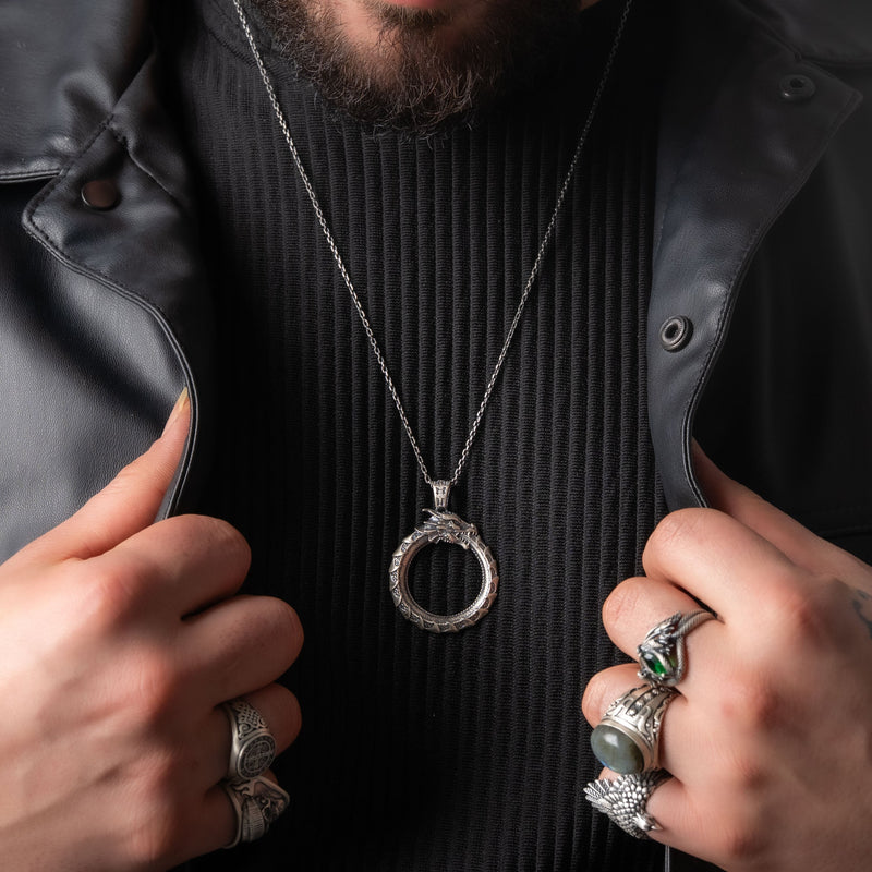 Ouroboros Dragon Eternal Cycle Necklace  Necklace  Charmora Jewelry