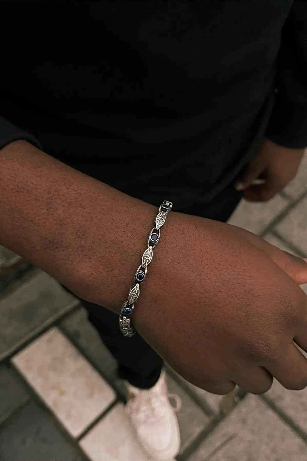 925 Sterling Silver Cross Bracelet, Gothic Celtic Men’s Jewelry, Handmade Oxidized Chain