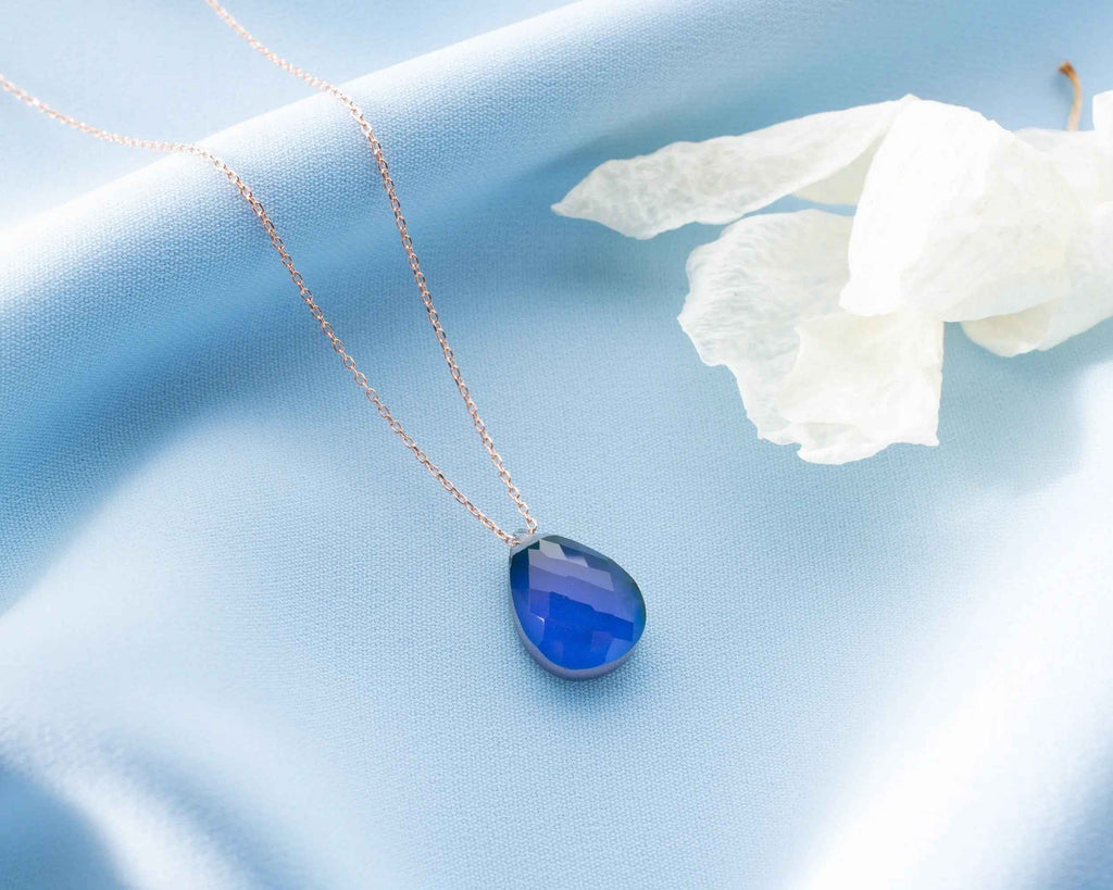 Color Changing Mood Necklace | Blue Flash Mystic Labradorite Pendant | Rose Gold Energy Stone Jewelry