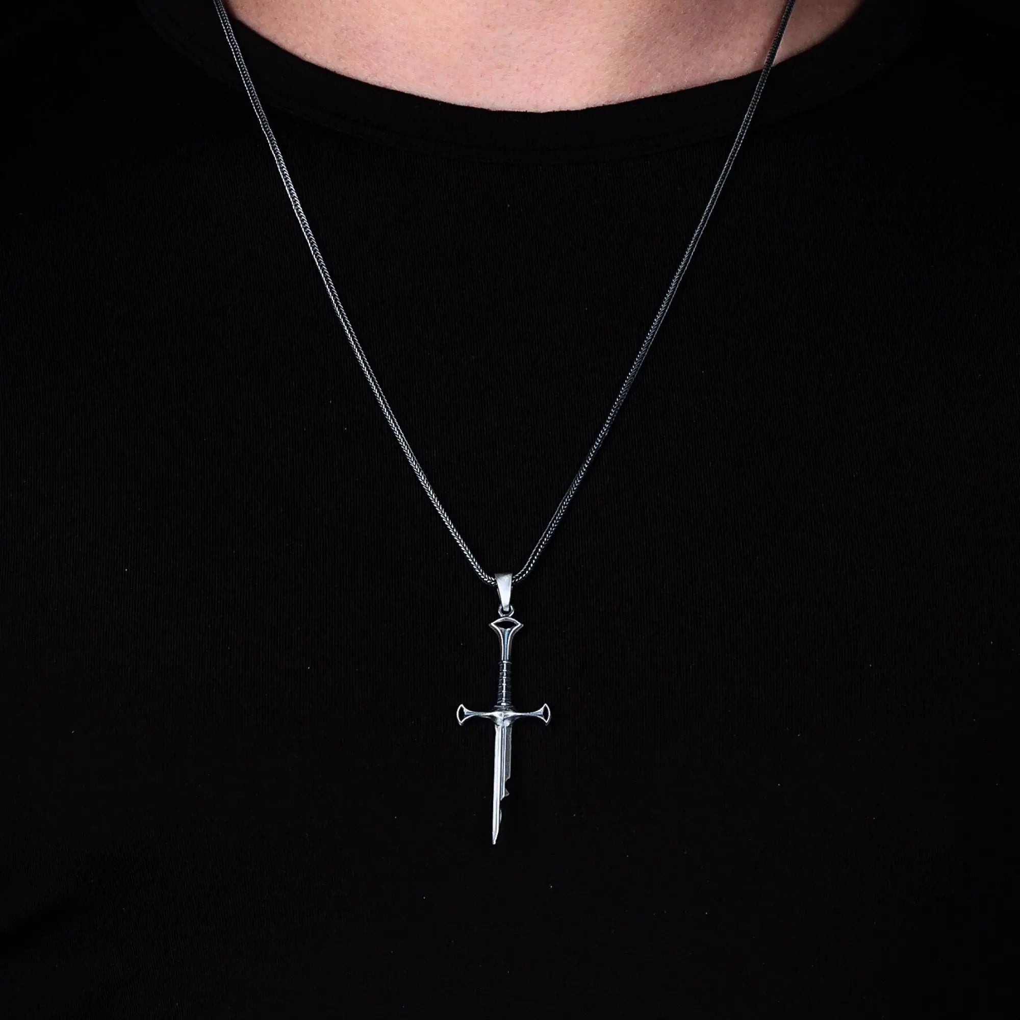 Collier épée en argent 925 fait main pendentif guerrier