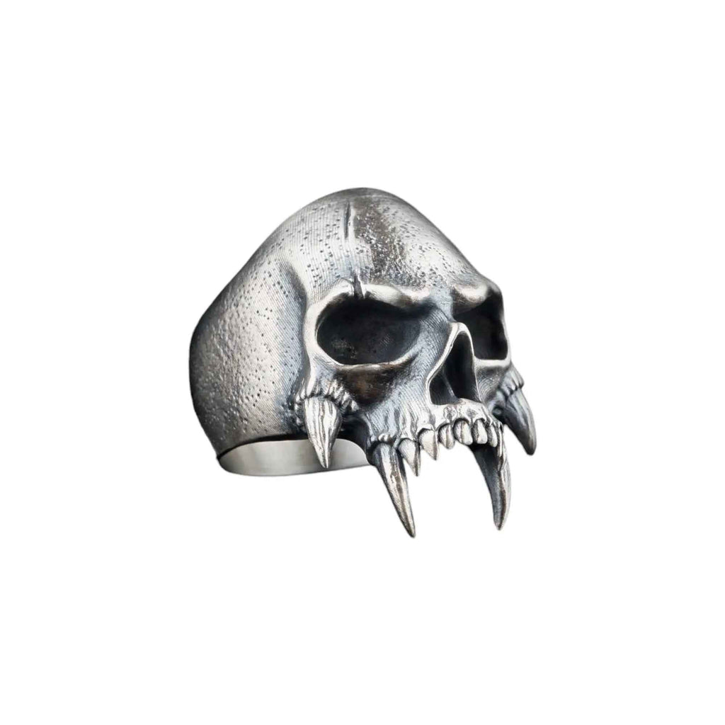Oxidized Sterling Silver Skull Ring: Gothic Biker Jewelry