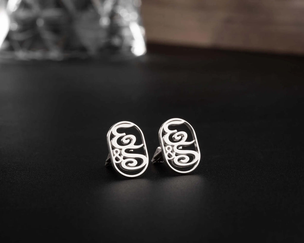 Personalized Sterling Silver Initial Cufflinks Handmade Monogrammed Gift   Charmora Jewelry