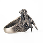 Gothic Dragon Head Relief Motif Ring  Ring  Charmora Jewelry