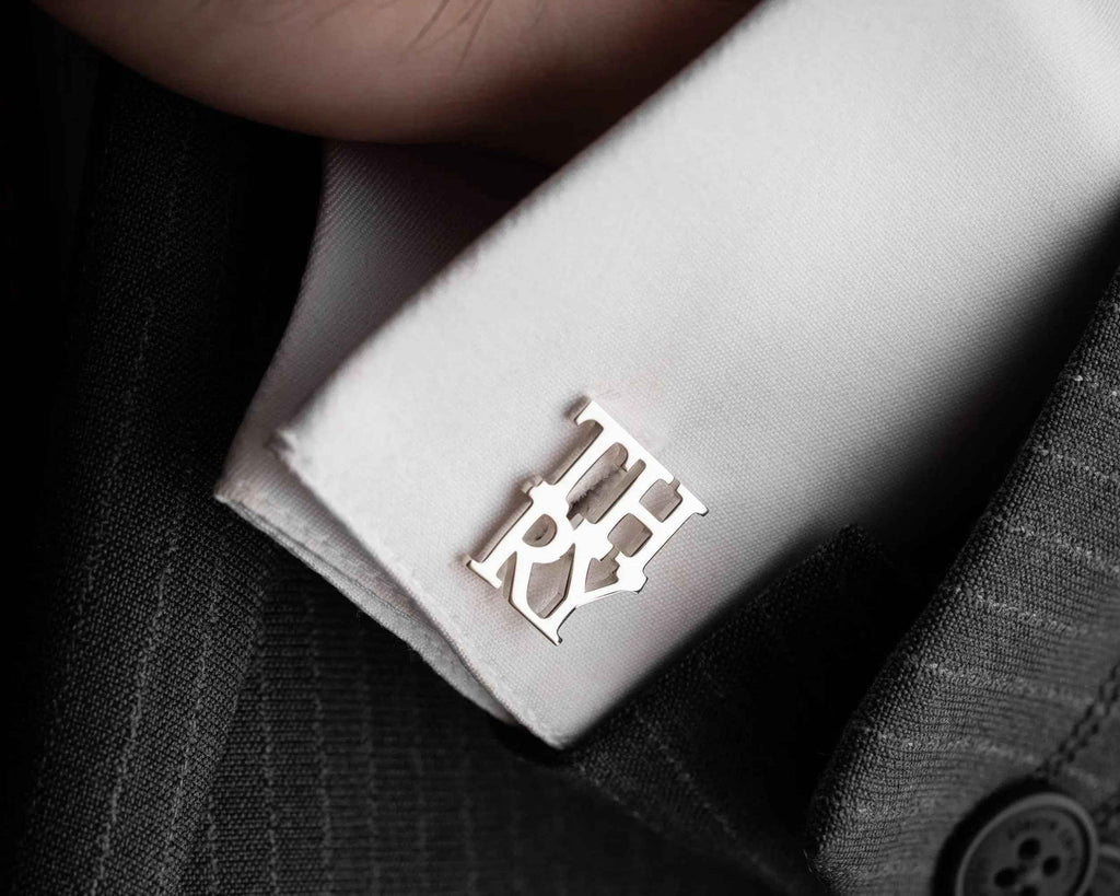 Personalized Initial Cufflinks, Sterling Silver Wedding Groomsmen Gift