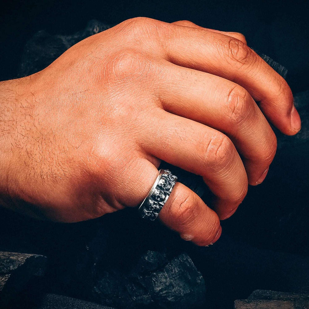 Handmade Oxidized Sterling Silver Skull Ring: Gothic Jewelry Gift   Charmora Jewelry