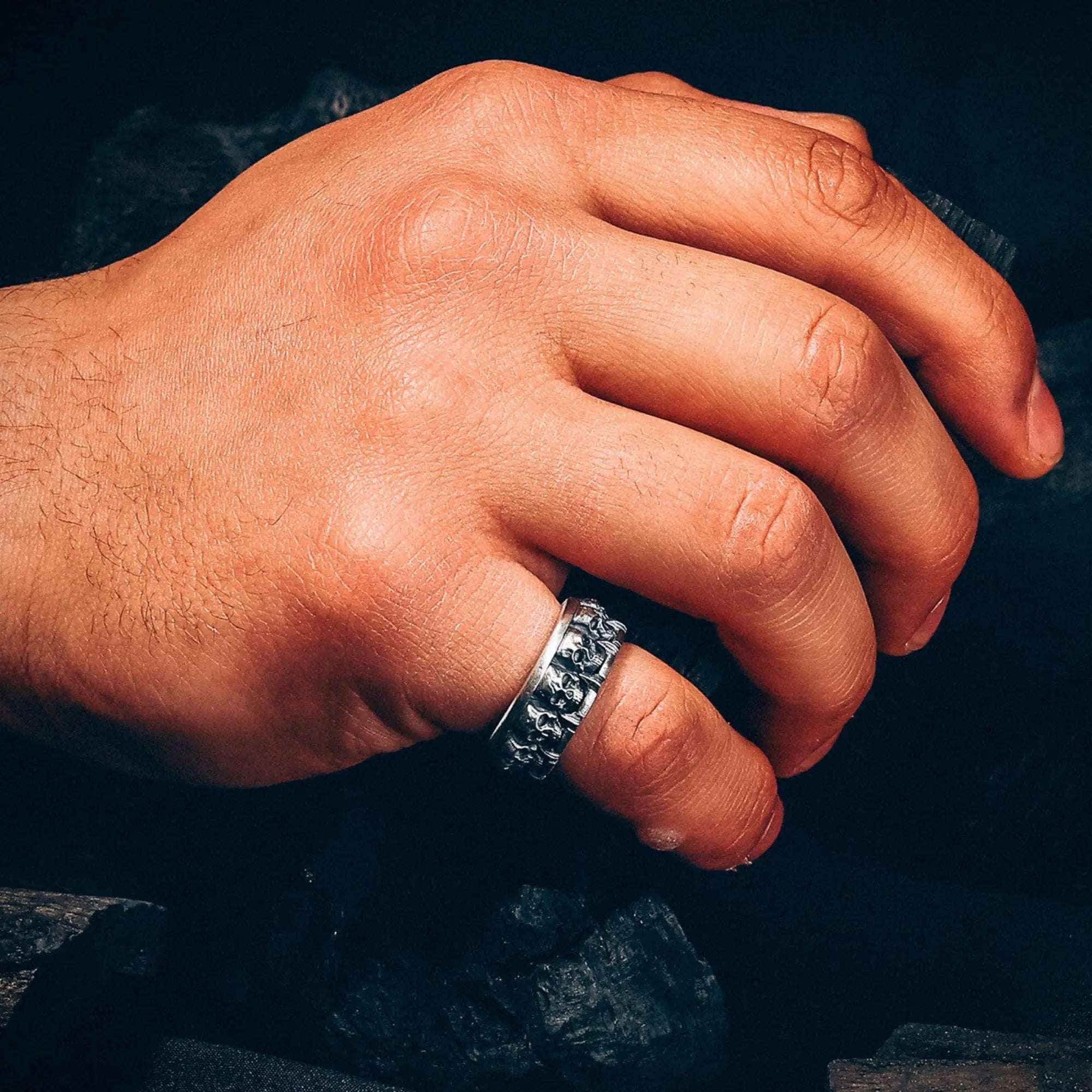 Handmade Oxidized Sterling Silver Skull Ring: Gothic Jewelry Gift   Charmora Jewelry