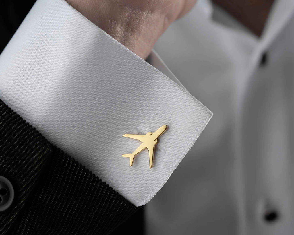 Sterling Silver Airplane Cufflinks, Groom Wedding Gift