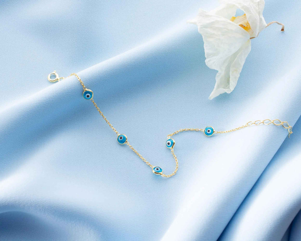 Dainty Sterling Silver Evil Eye Bracelet: Protection Jewelry