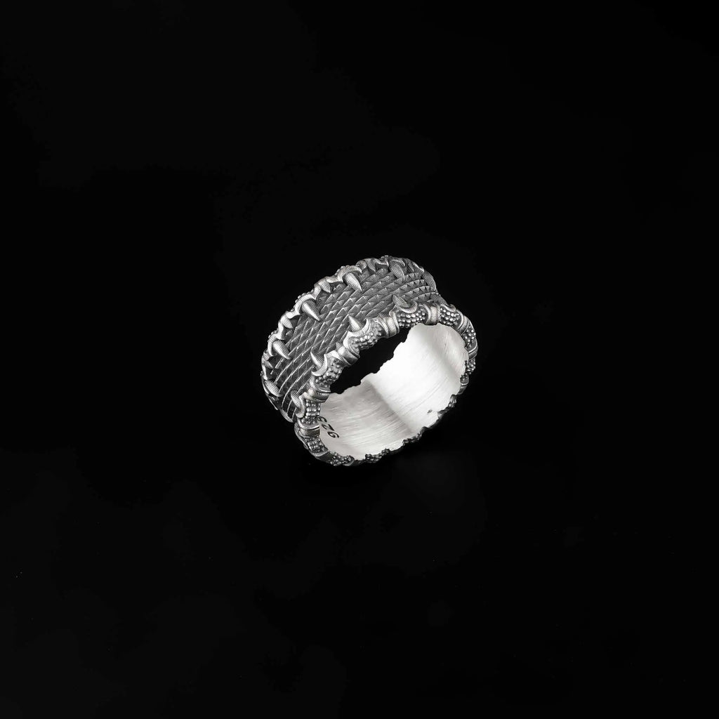Oxidized 925 Sterling Silver Men's Ring: Handmade Silver Jewelry   Charmora Jewelry