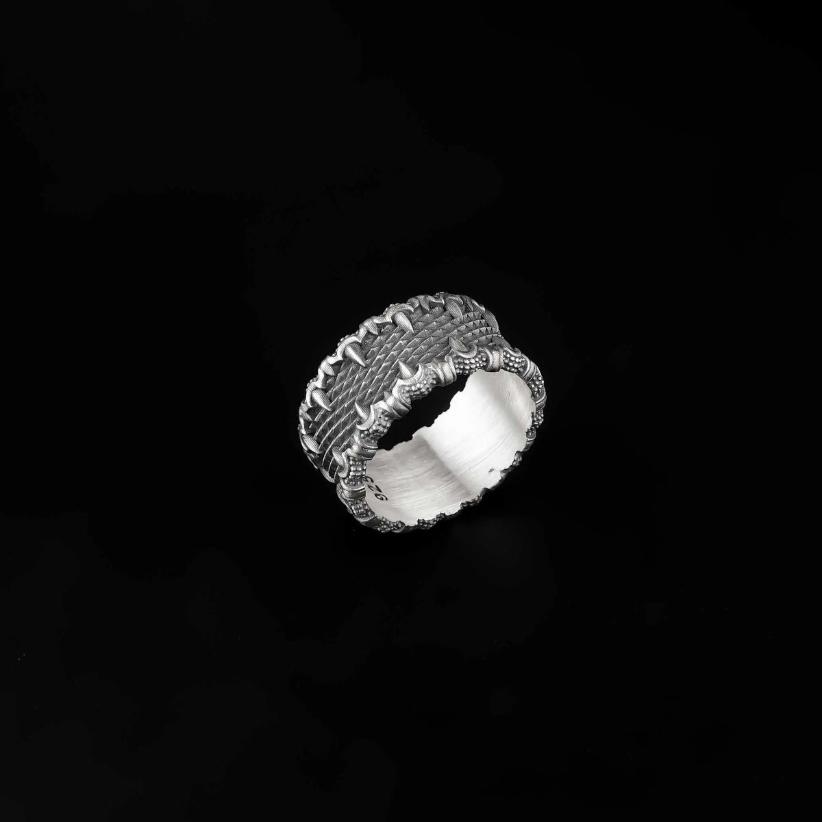 Oxidized 925 Sterling Silver Men's Ring: Handmade Silver Jewelry   Charmora Jewelry