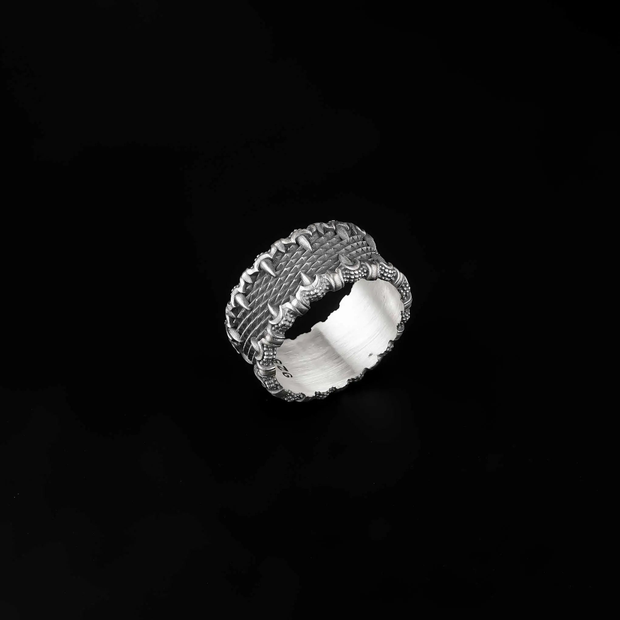 Oxidized 925 Sterling Silver Men's Ring: Handmade Silver Jewelry   Charmora Jewelry