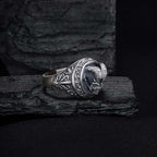 Oxidized Sterling Silver Demon Skull Ring, Gothic Biker Jewelry   Charmora Jewelry