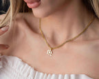 Sterling Silver Initial Necklace: Personalized Gold Letter Pendant
