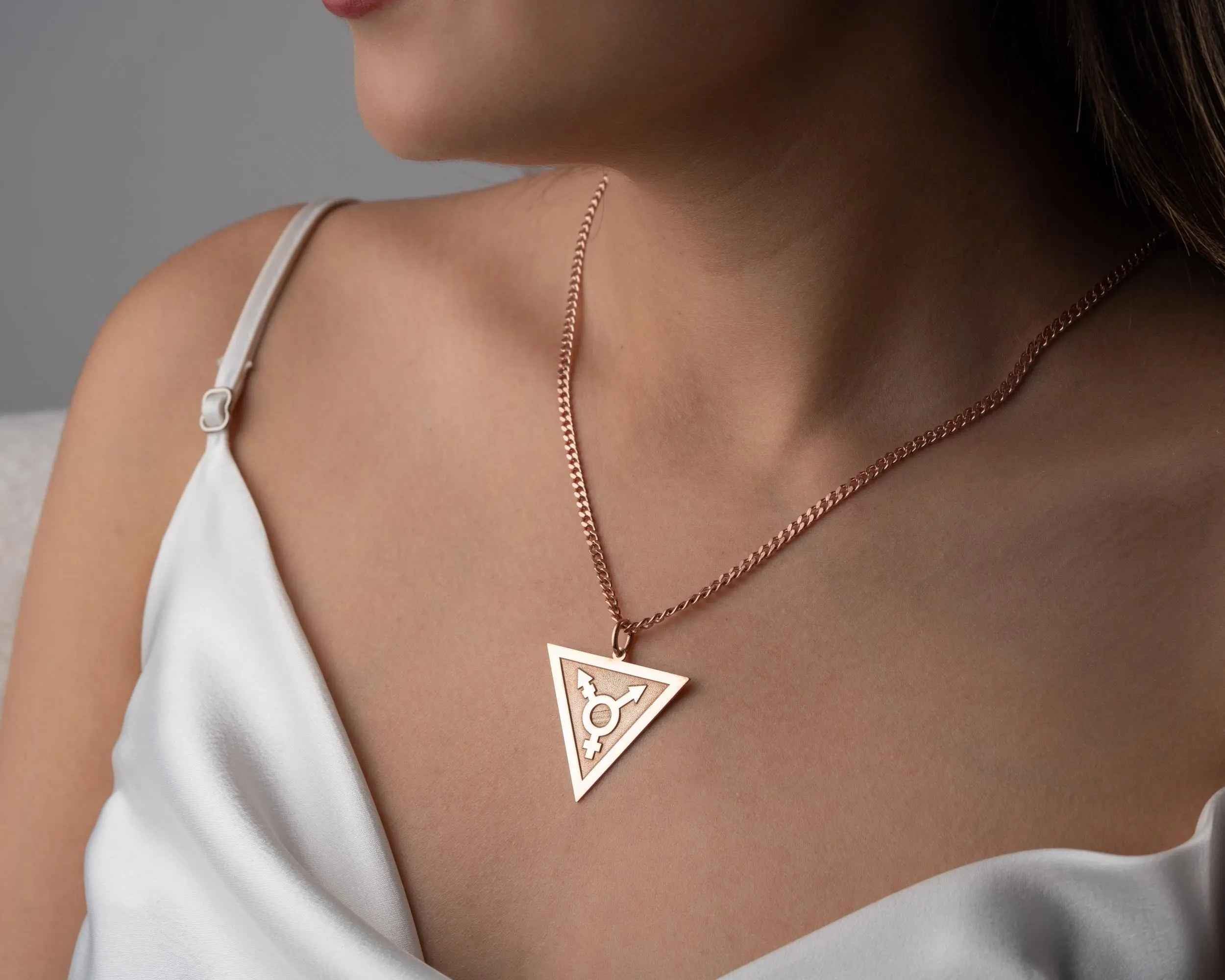 Sterling Silver Transgender Symbol Necklace: LGBT Pride Jewelry