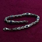 925 Sterling Silver Blue Baguette Bracelet for Men, Modern Men’s Jewelry Gift