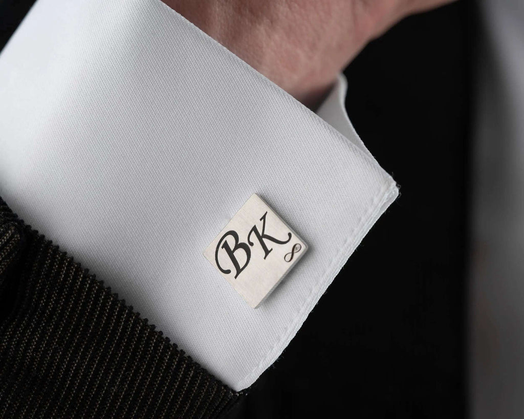 Engraved Sterling Silver Infinity Cufflinks: Personalized Wedding Groomsmen Gift   Charmora Jewelry