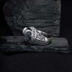 Oxidized Sterling Silver Demon Skull Ring, Gothic Biker Jewelry   Charmora Jewelry