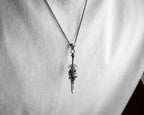 Sterling Silver Skull Sword Necklace: Gothic Viking Pendant