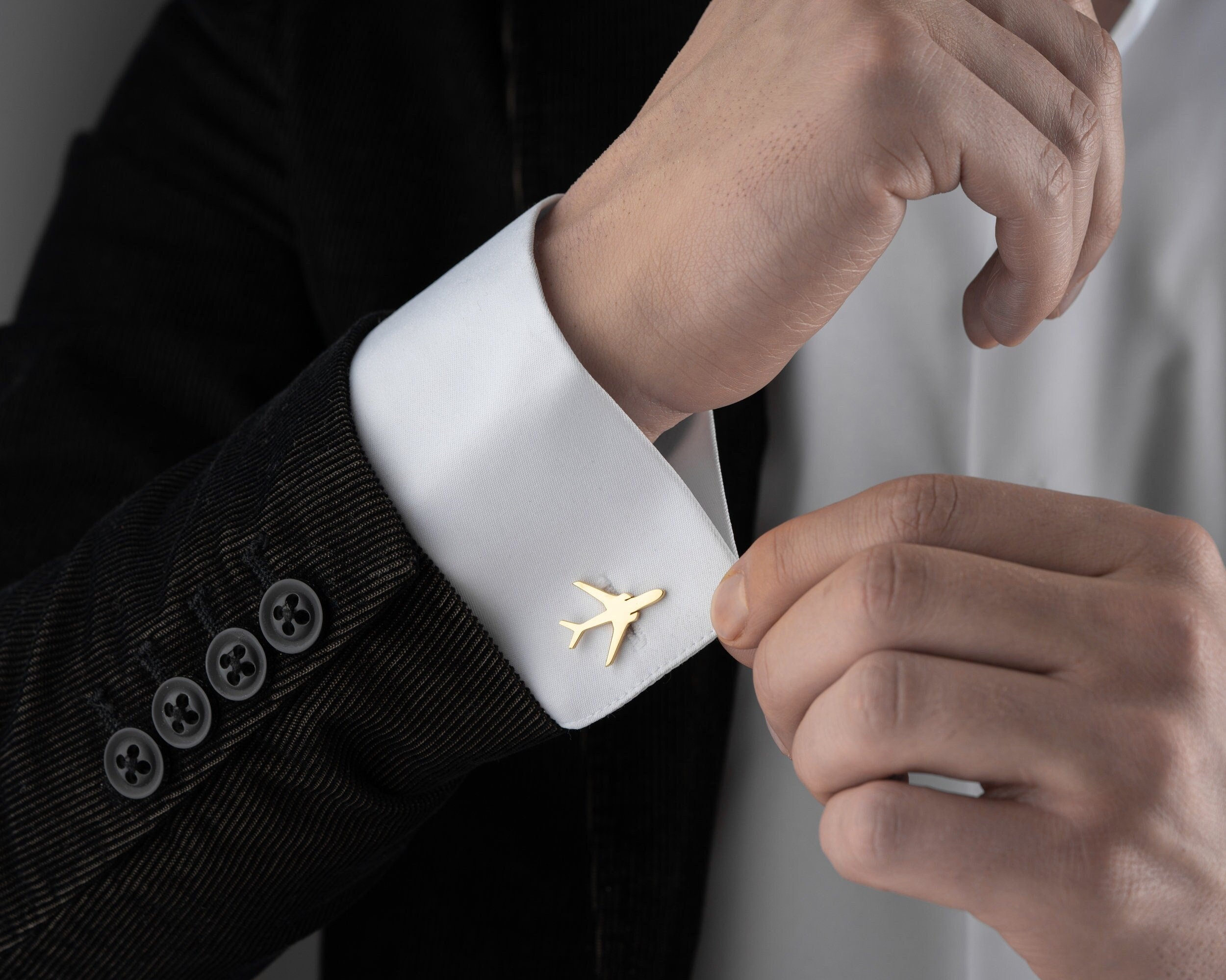 Boutons de manchette avion en argent sterling, cadeau de mariage pour le marié