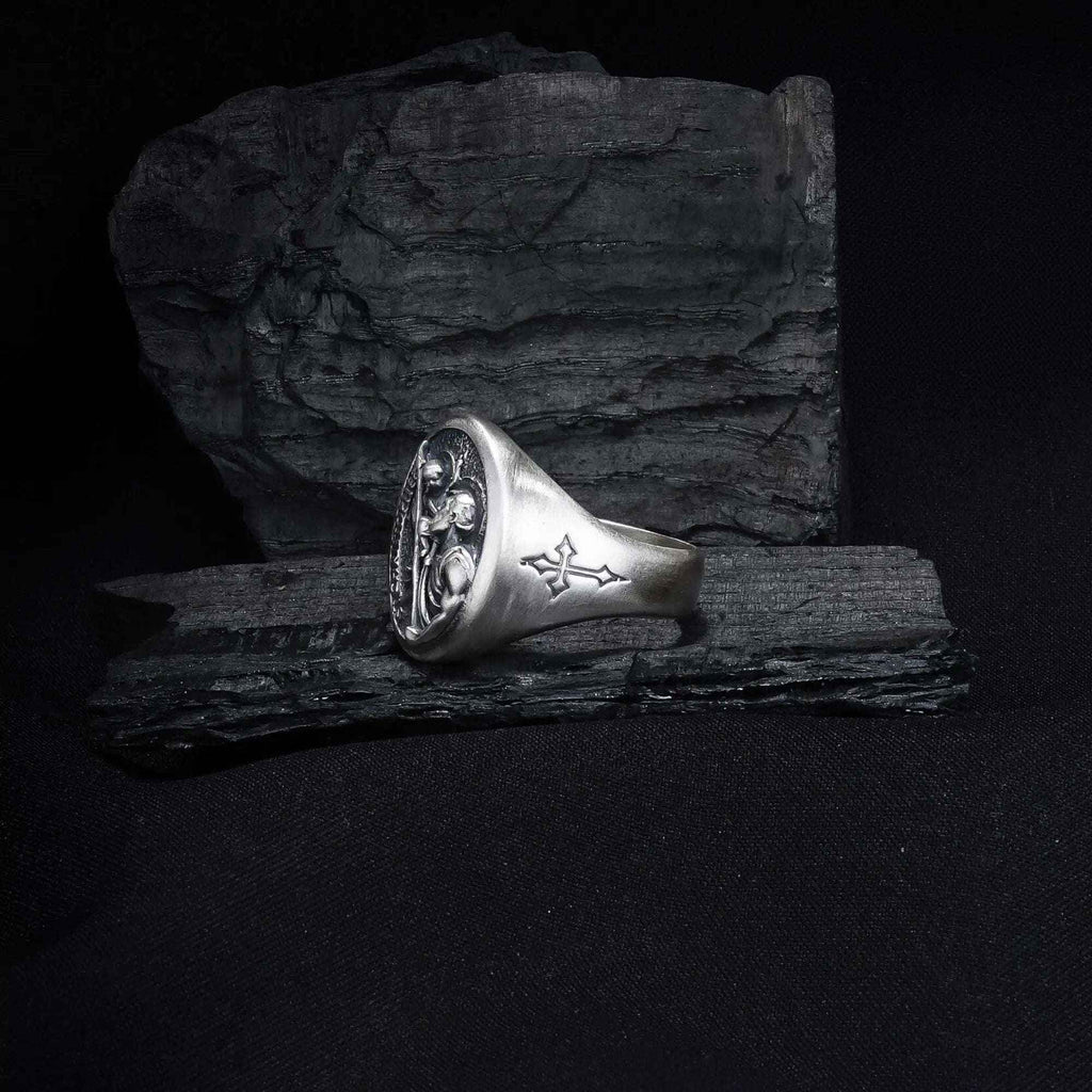 Sterling Silver Saint Christopher Ring: Religious Christian Jewelry