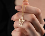 Solid Gold Angel Wing Necklace: 10K-18K Gold Pendant