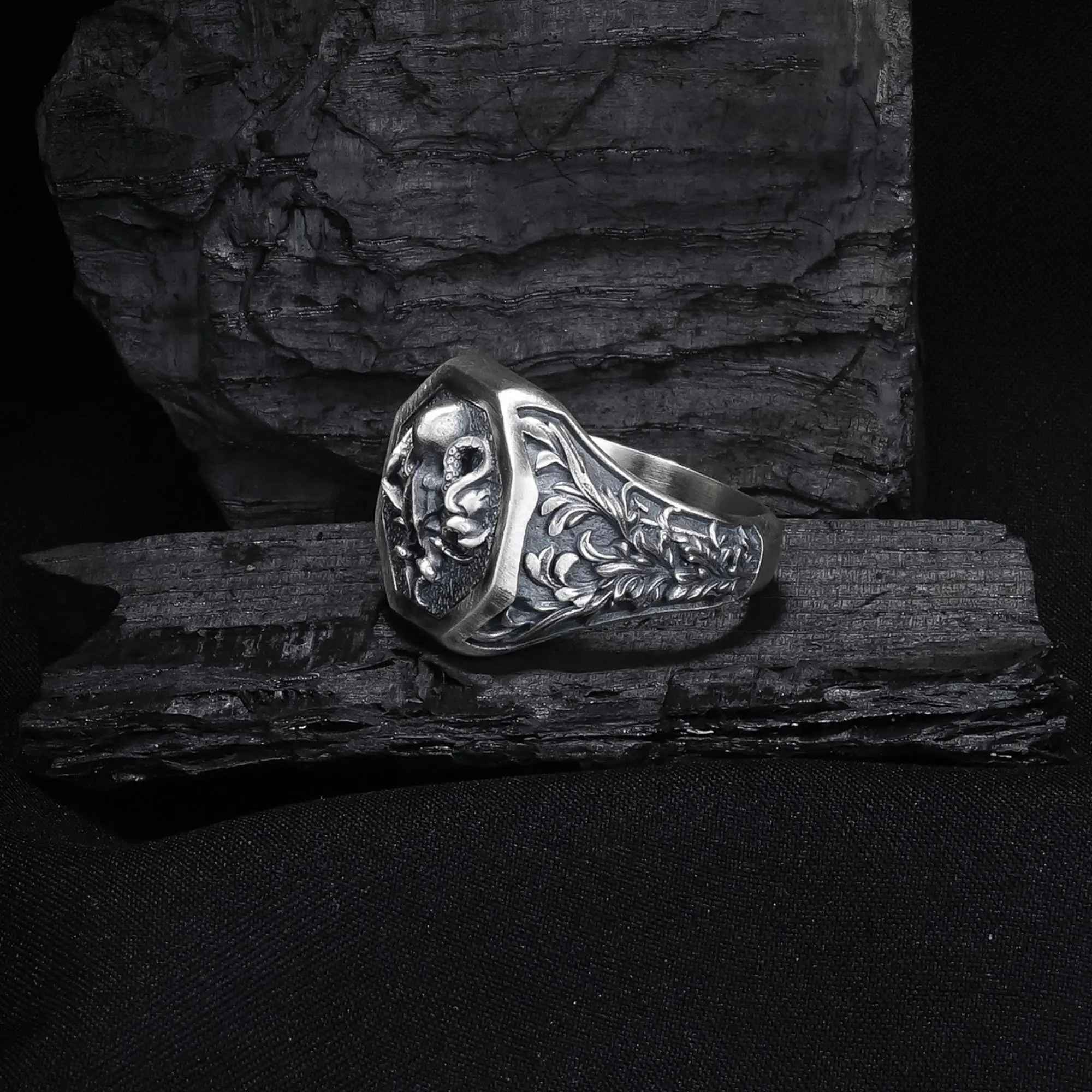 Octopus Men's Silver Ring, Lovecraft Cthulhu Statement Ring, Nautical Jewelry, Mythical Creature Gift
