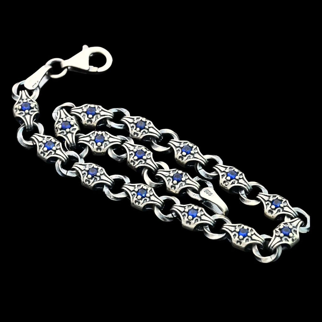 925 Sterling Silver Men’s Bracelet with Zircon Stone – Durable Chain Gift for Him   Charmora Jewelry
