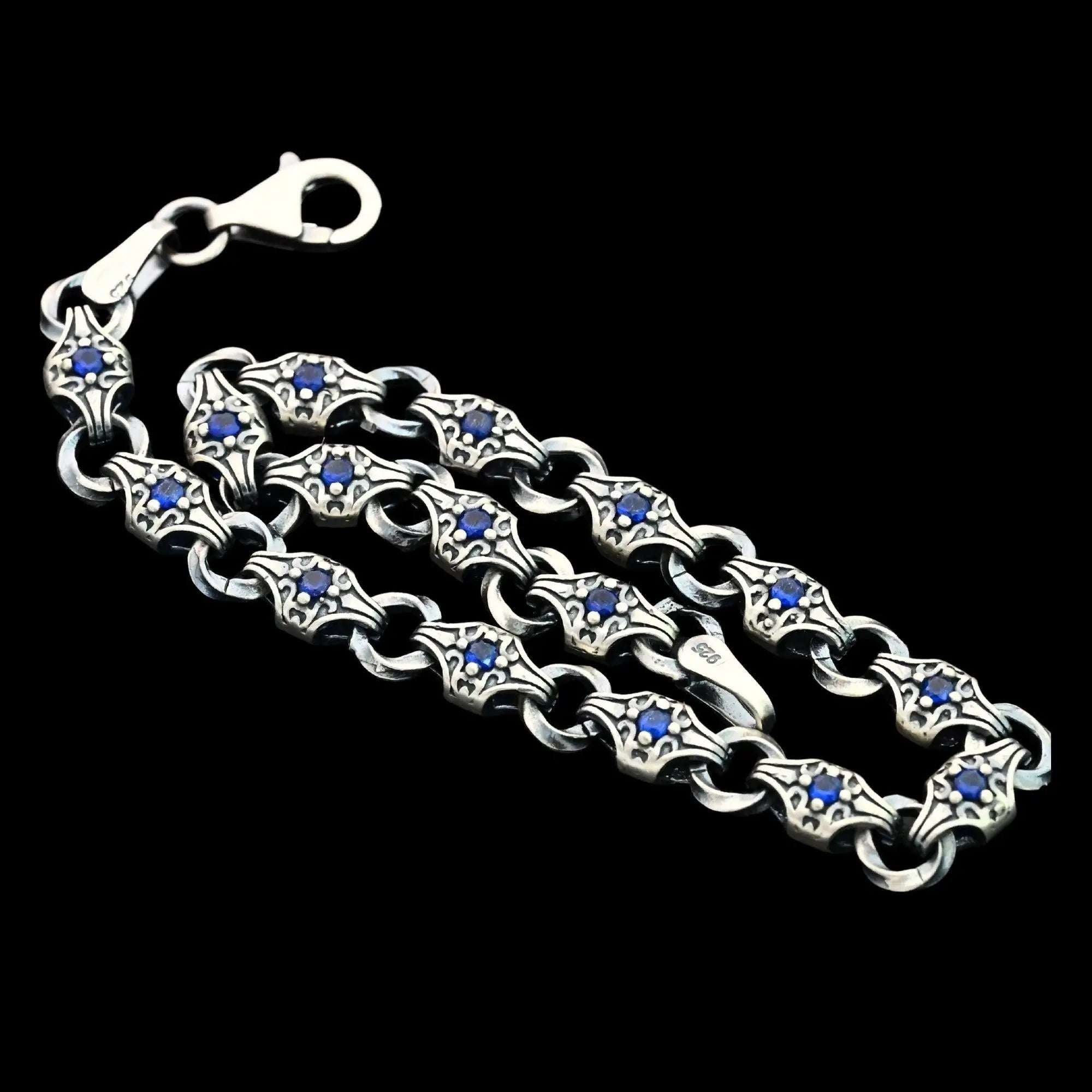 925 Sterling Silver Men’s Bracelet with Zircon Stone – Durable Chain Gift for Him   Charmora Jewelry