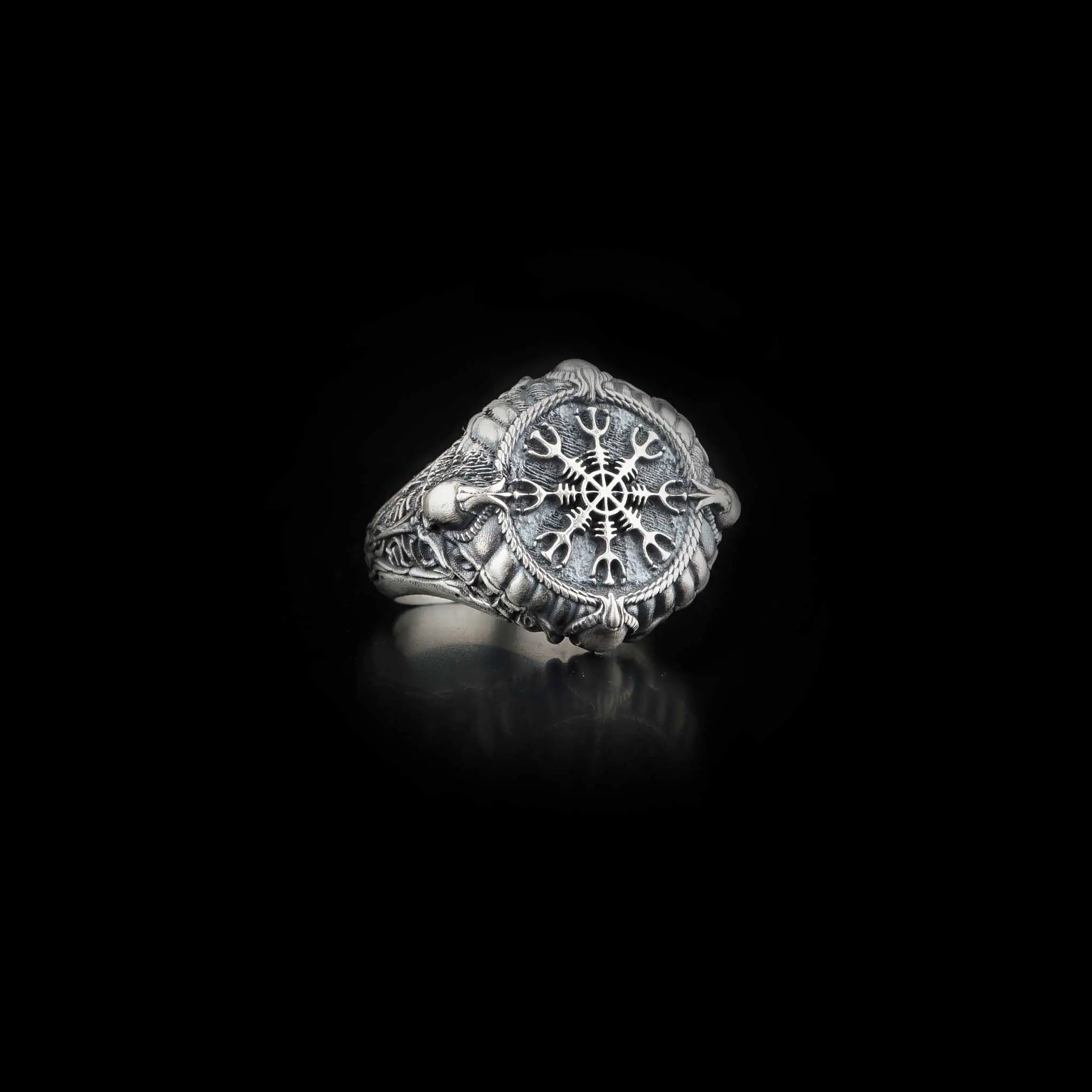 Sterling Silver Viking Signet Ring: Yggdrasil Tree of Life, Norse Jewelry   Charmora Jewelry
