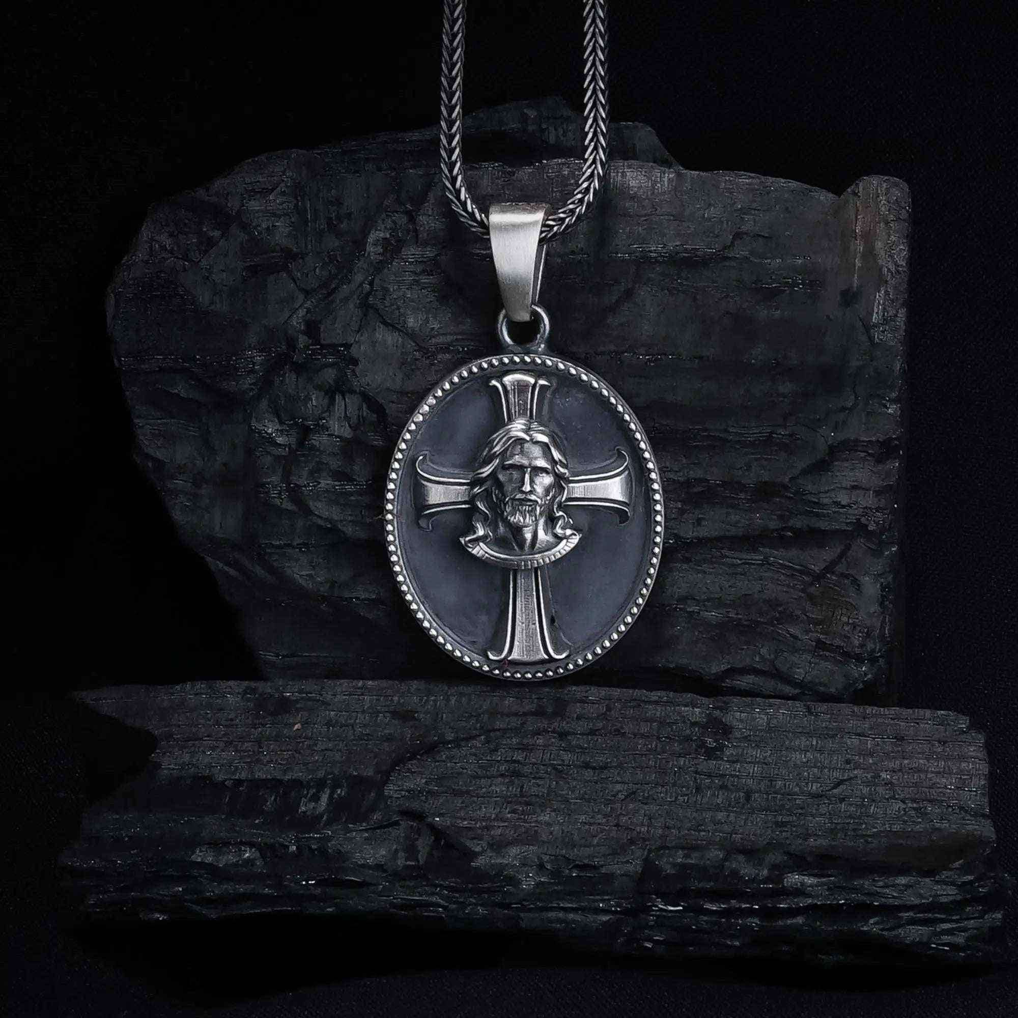 Sterling Silver Jesus Christ Necklace: Religious Christian Pendant