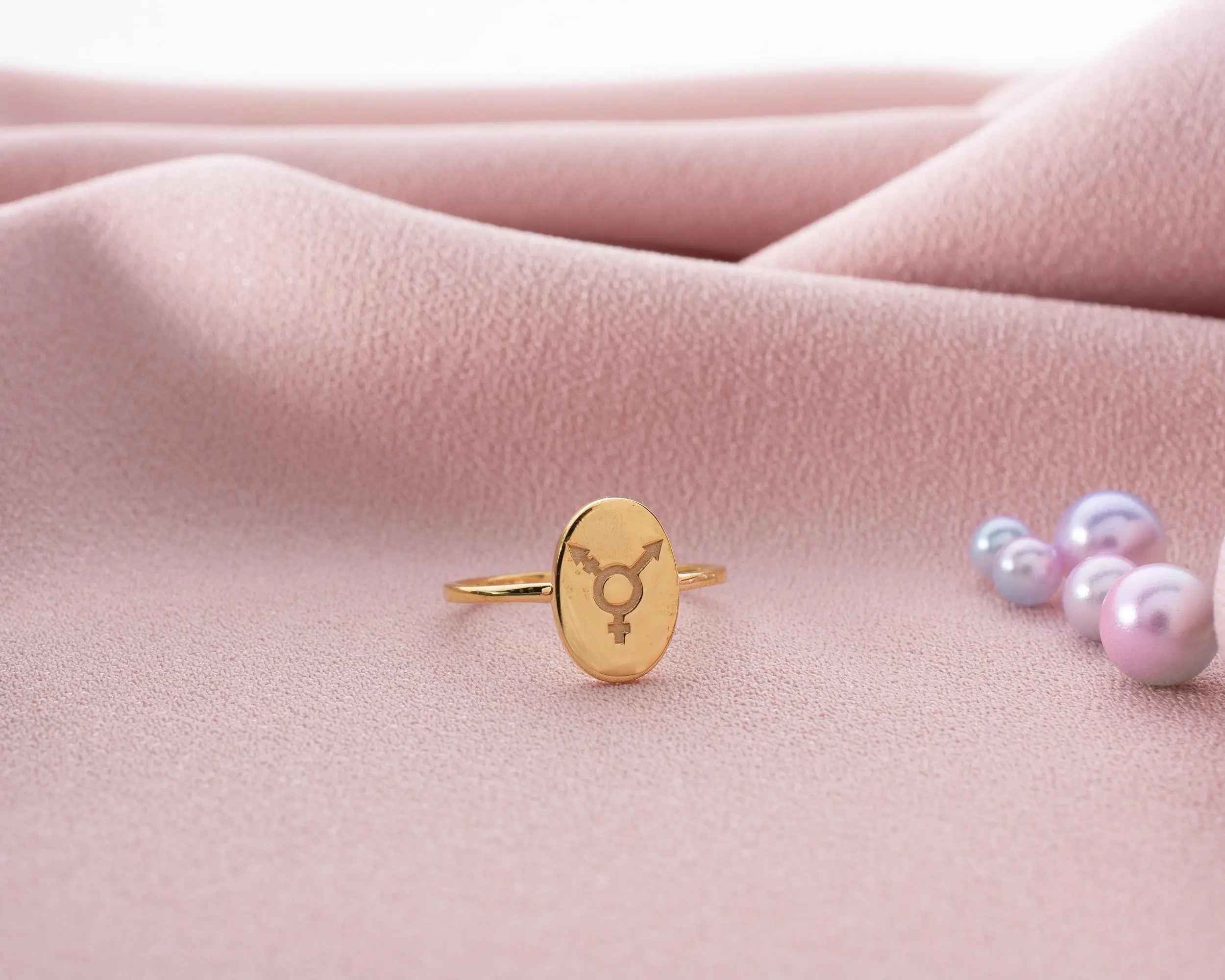 Sterling Silver Transgender Pride Ring: LGBTQ Jewelry Gift