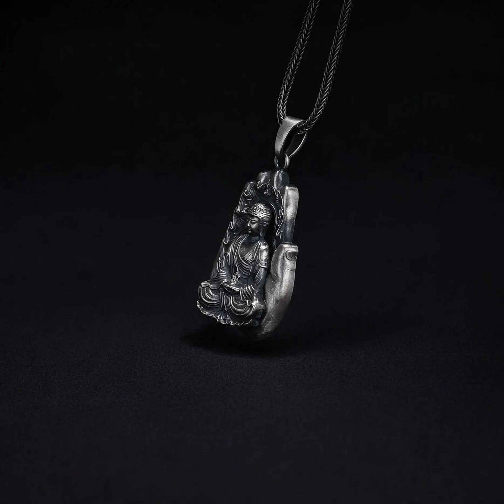 Sterling Silver Buddha Necklace: Handmade Yoga Meditation Pendant