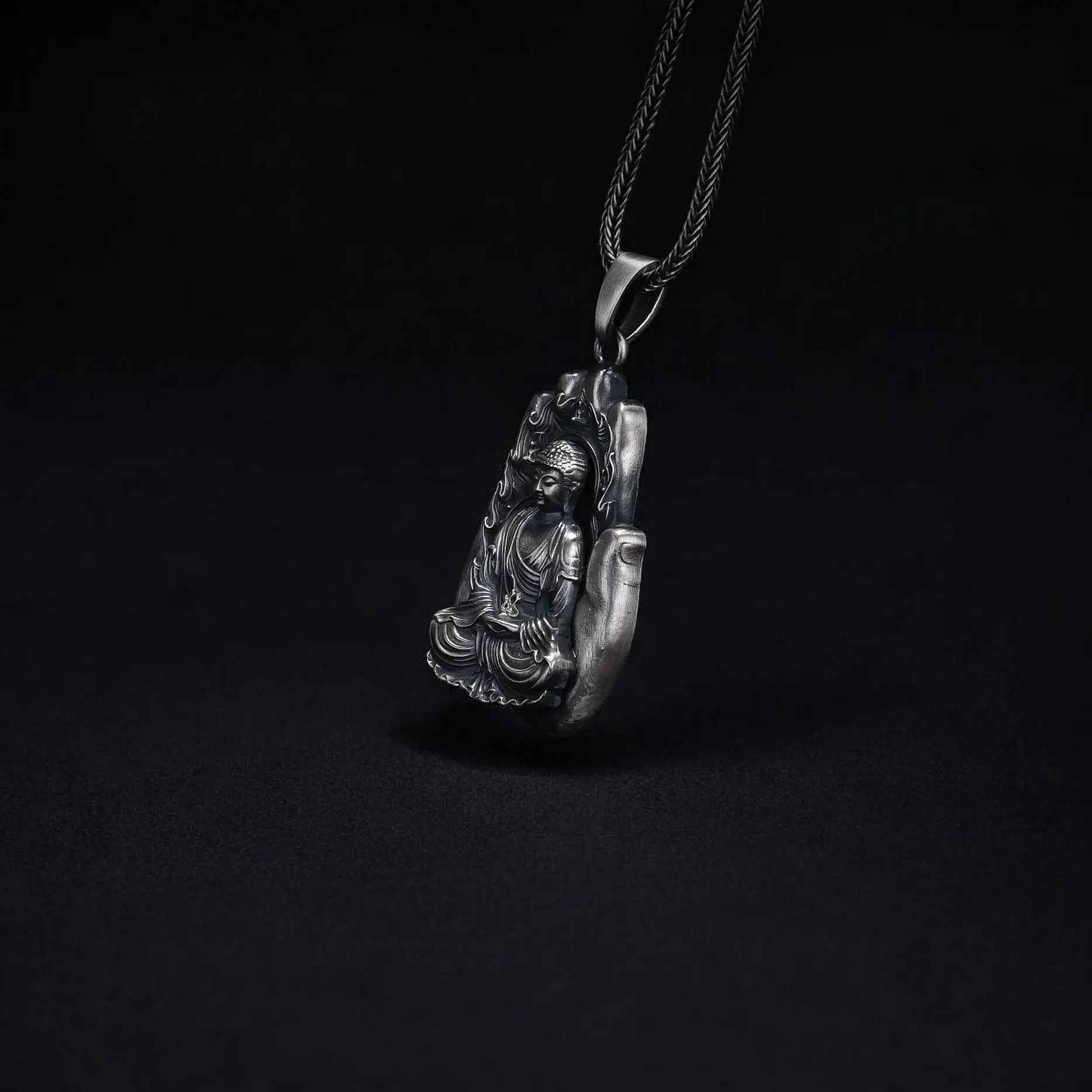 Sterling Silver Buddha Necklace: Handmade Yoga Meditation Pendant