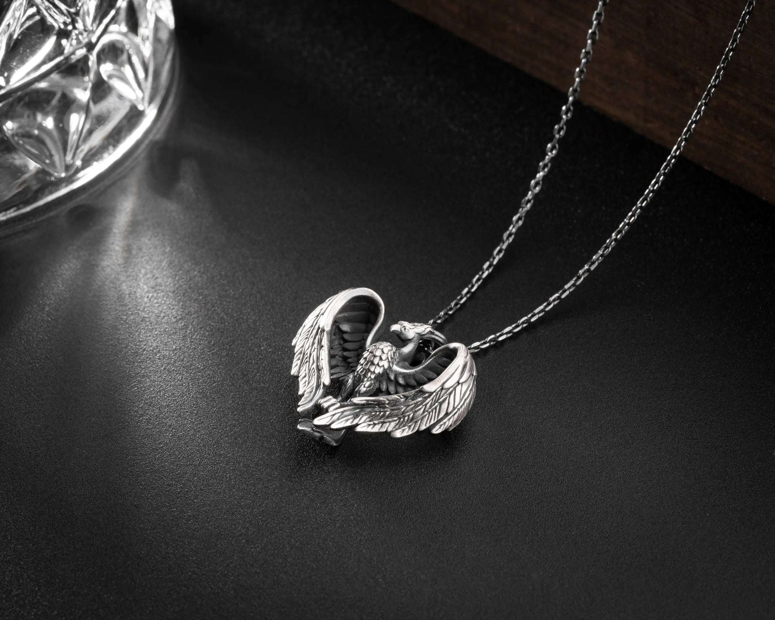 Sterling Silver Phoenix Pendant Necklace: Greek Mythology Gift   Charmora Jewelry