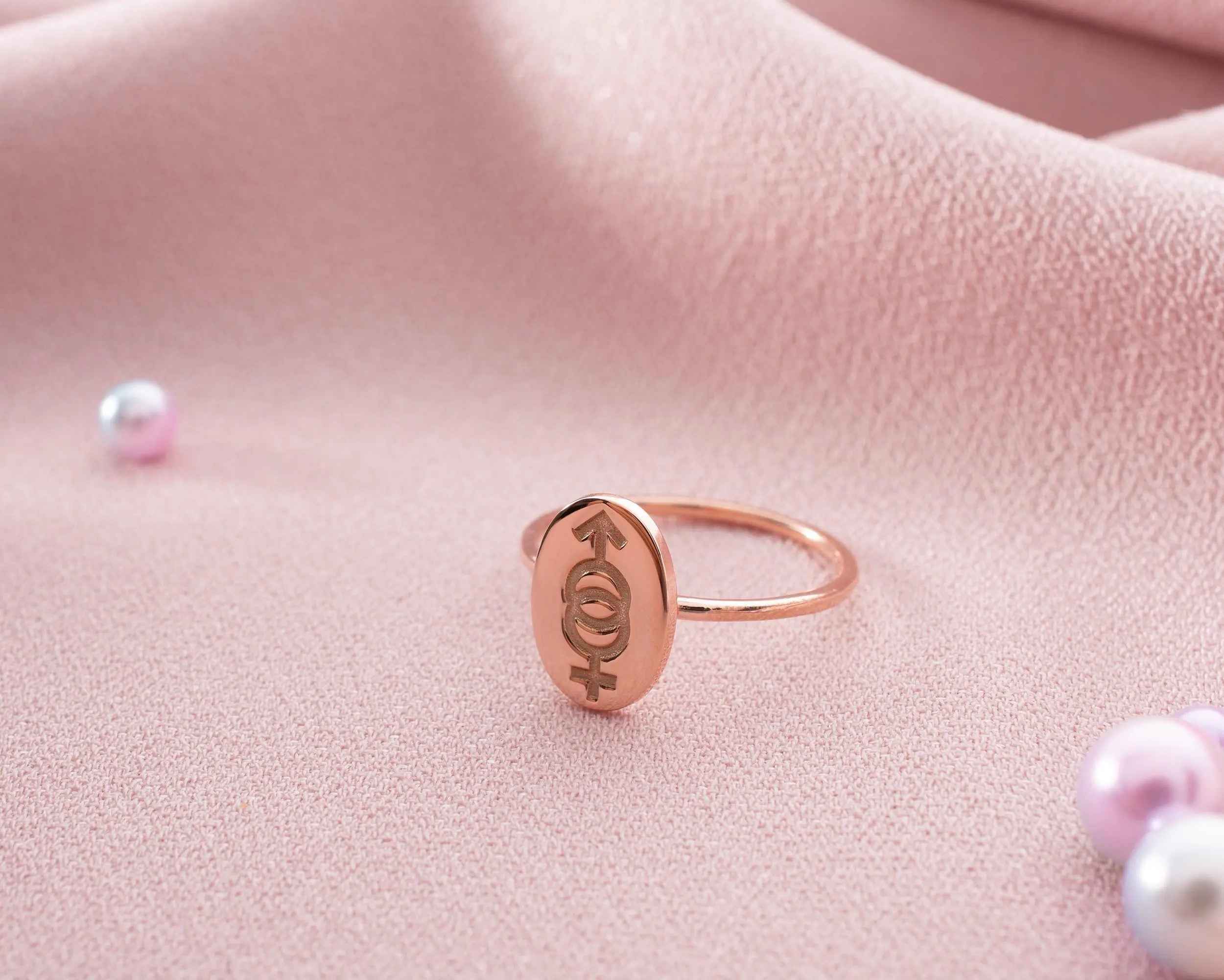 Sterling Silver Heterosexual Symbol Ring: Gender Symbol Jewelry