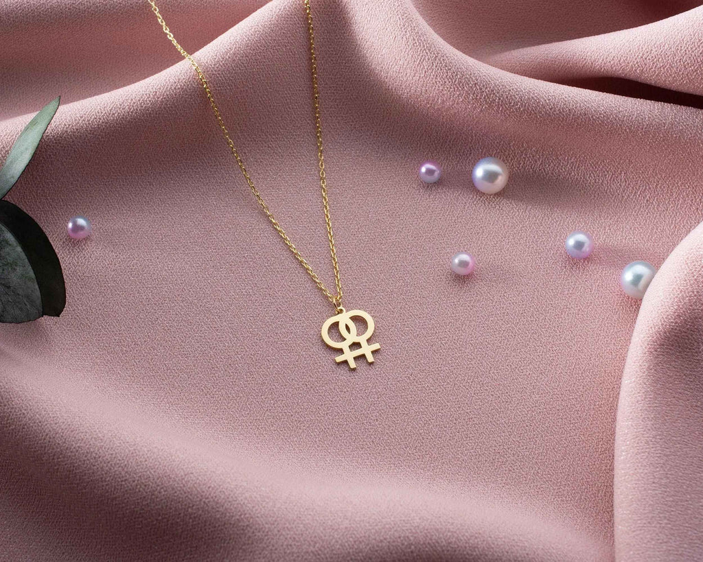 Gold Venus Symbol Necklace: Feminist Jewelry, Girl Power