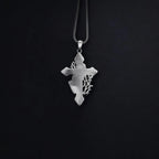 Sterling Silver Praying Hands Cross Necklace, Religious Pendant   Charmora Jewelry