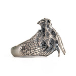 Gothic Dragon Head Relief Motif Ring  Ring  Charmora Jewelry
