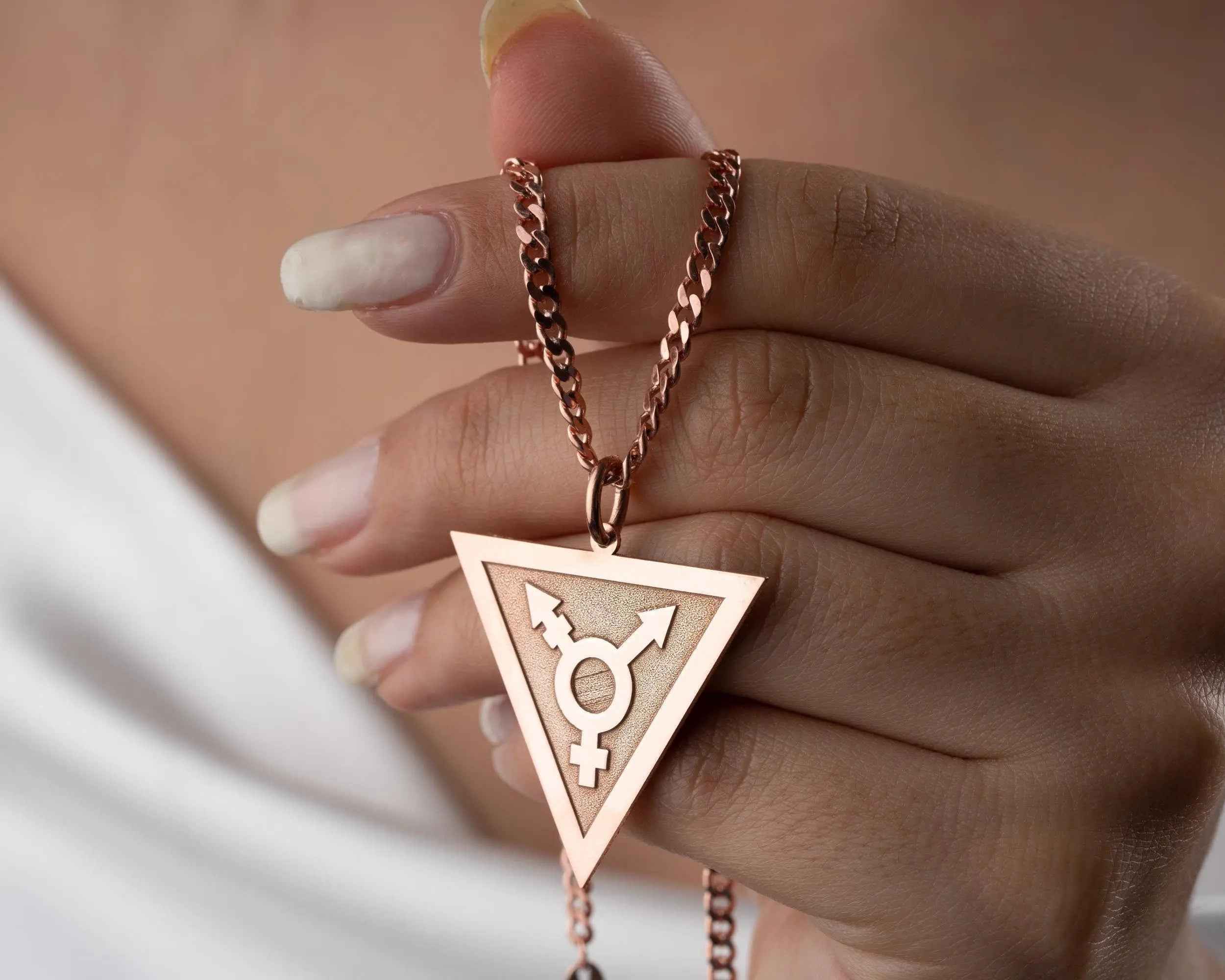 Sterling Silver Transgender Symbol Necklace: LGBT Pride Jewelry