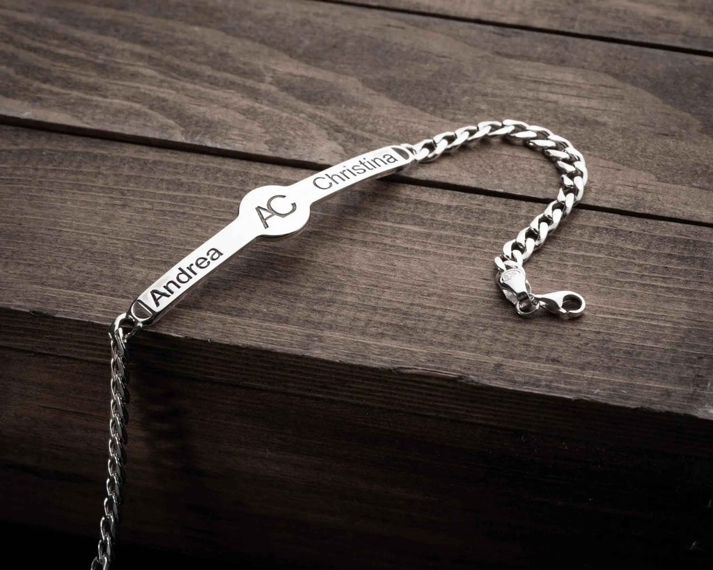 Personalized Sterling Silver Couple Bracelet: Valentine’s Gift