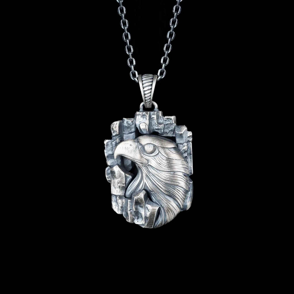 Sterling Silver Eagle Pendant Necklace: Handmade Men's Jewelry