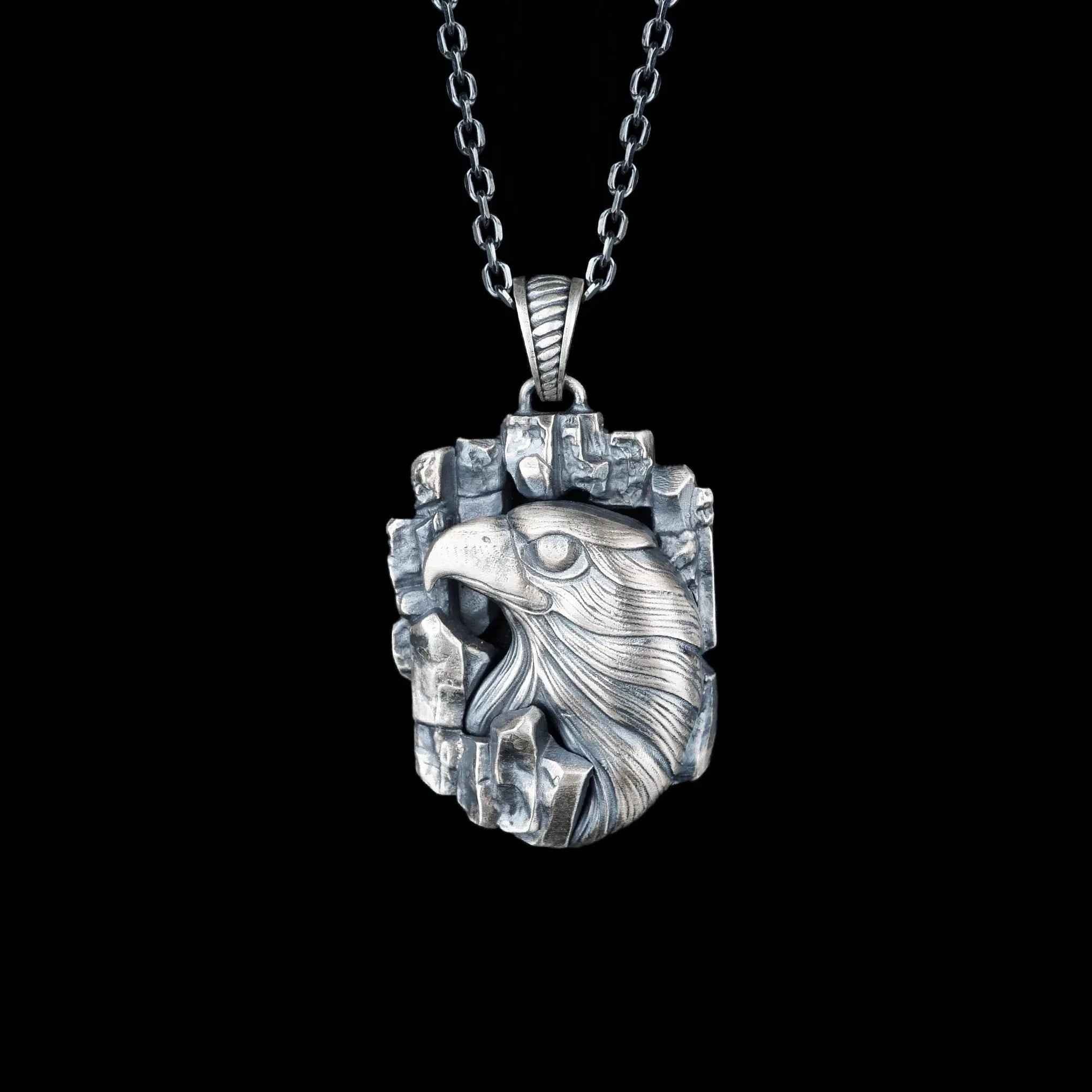 Sterling Silver Eagle Pendant Necklace: Handmade Men's Jewelry