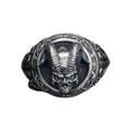 Oxidized Sterling Silver Demon Skull Ring, Gothic Biker Jewelry