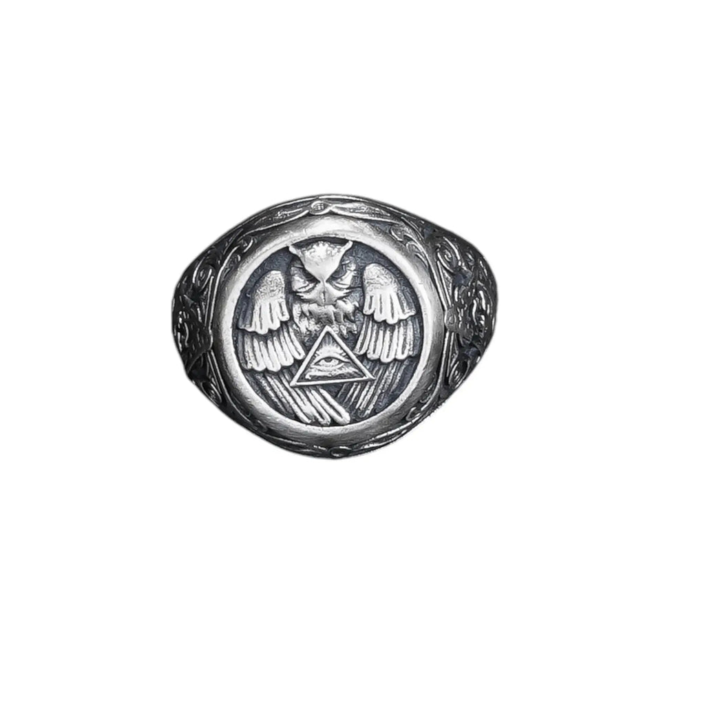 Sterling Silver Owl Ring: All-Seeing Eye Bird Jewelry   Charmora Jewelry
