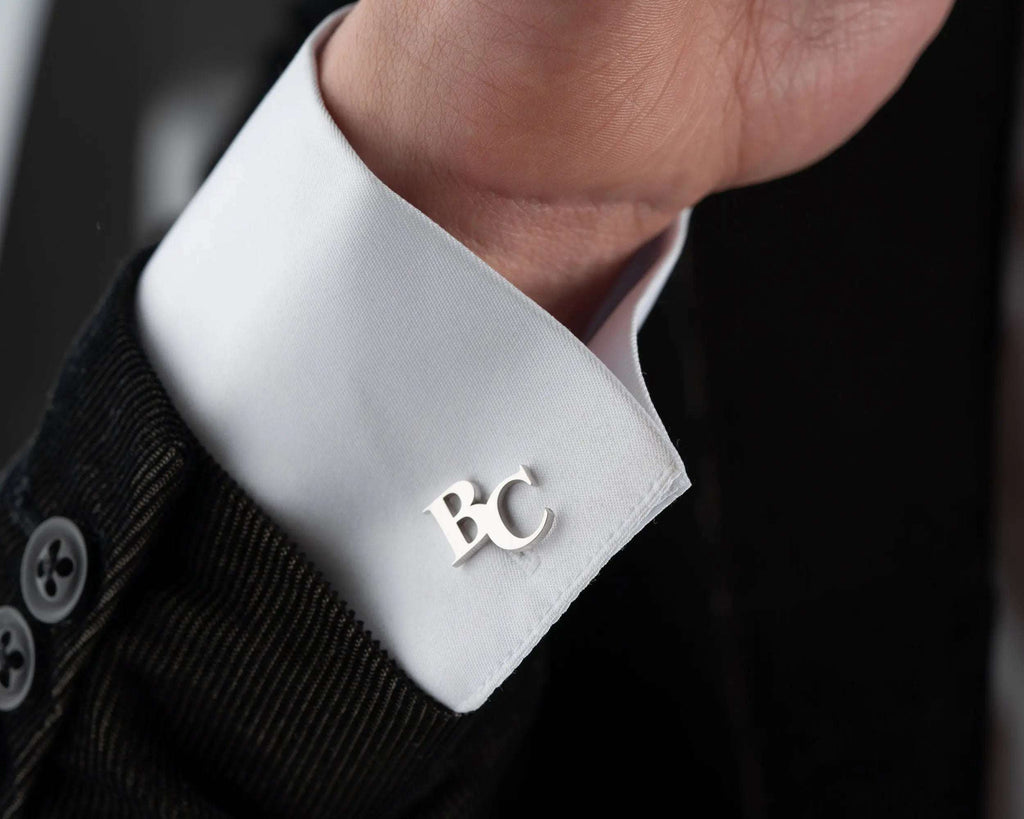 Personalized Sterling Silver Cufflinks, Groom Wedding Gift   Charmora Jewelry