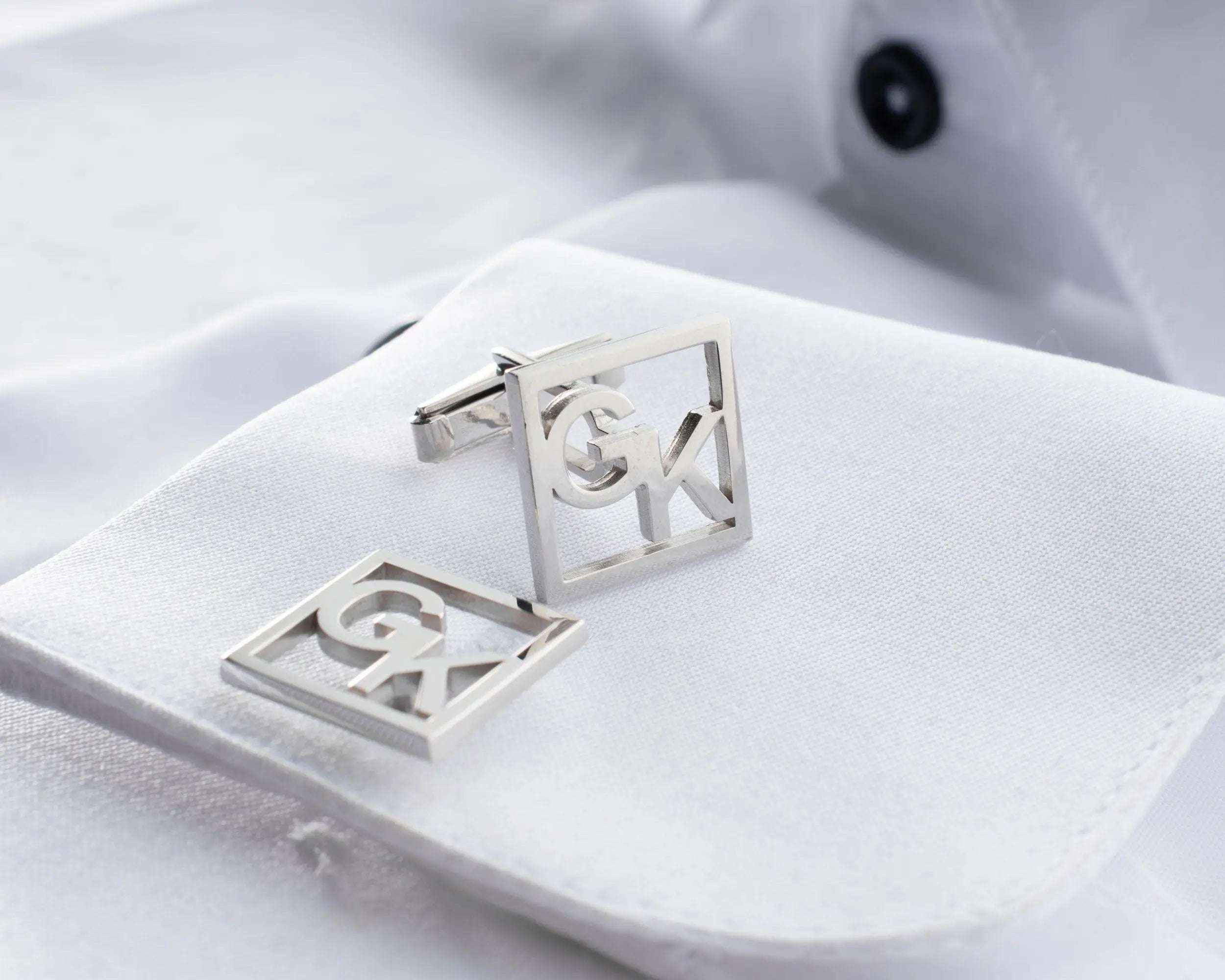 Sterling Silver Custom Initial Cufflinks, Personalized Wedding Gift