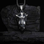 Oxidized Sterling Silver Rhino Pendant, Animal Necklace for Men