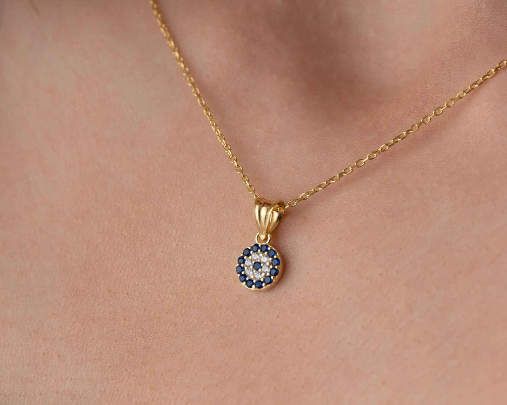 Sterling Silver Evil Eye Necklace: Protective Amulet Pendant