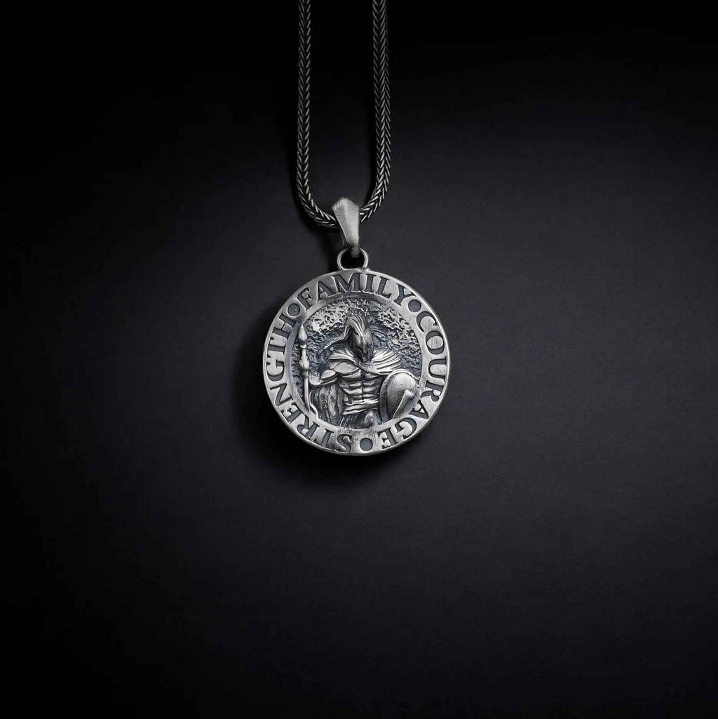 Sterling Silver Spartan Warrior Pendant Necklace: Ancient Greek Jewelry Gift